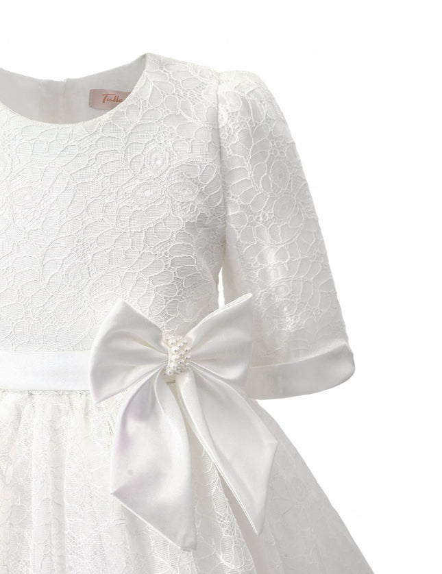 kids atelier tulleen White Shannora Puff Sleeve Formal Dress