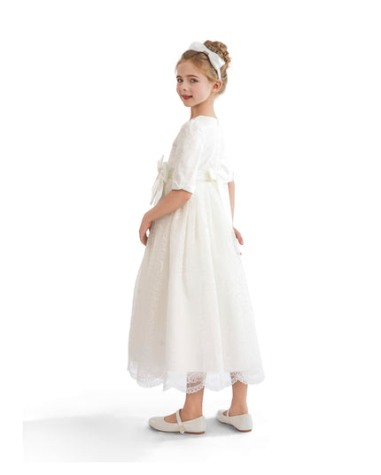 kids atelier tulleen White Shannora Puff Sleeve Formal Dress