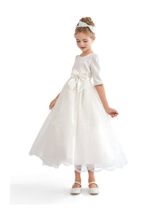 kids atelier tulleen White Shannora Puff Sleeve Formal Dress