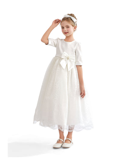 kids atelier tulleen White Shannora Puff Sleeve Formal Dress