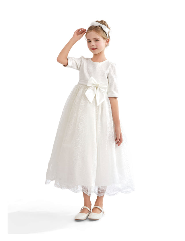 kids atelier tulleen White Shannora Puff Sleeve Formal Dress
