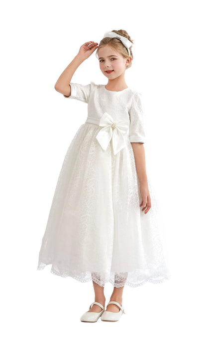 kids atelier tulleen White Shannora Puff Sleeve Formal Dress