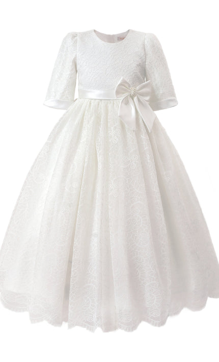 kids atelier tulleen White Shannora Puff Sleeve Formal Dress