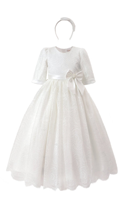 kids atelier tulleen White Shannora Puff Sleeve Formal Dress
