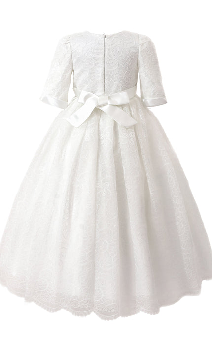 kids atelier tulleen White Shannora Puff Sleeve Formal Dress