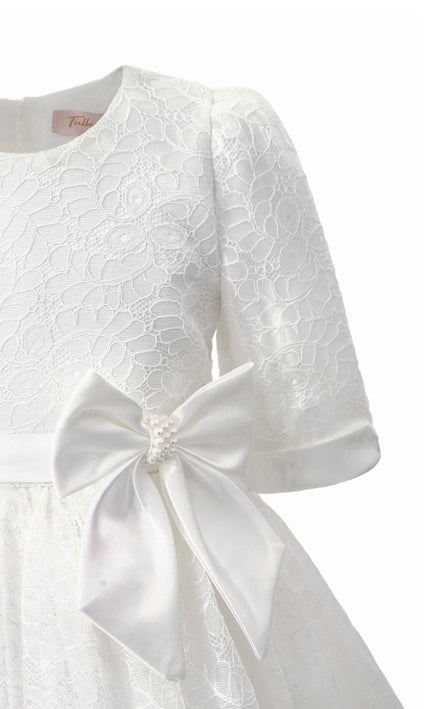 kids atelier tulleen White Shannora Puff Sleeve Formal Dress