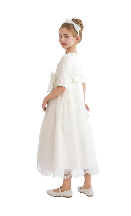 kids atelier tulleen White Shannora Puff Sleeve Formal Dress