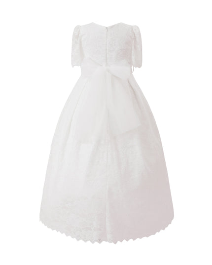 tulleen White Belciana Short Sleeve Lace Dress