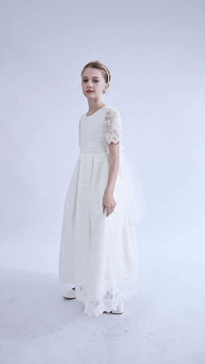 White Belciana Short Sleeve Lace Dress 11Y-12Y / White White Belciana Short Sleeve Lace Dress 11Y-12Y / White