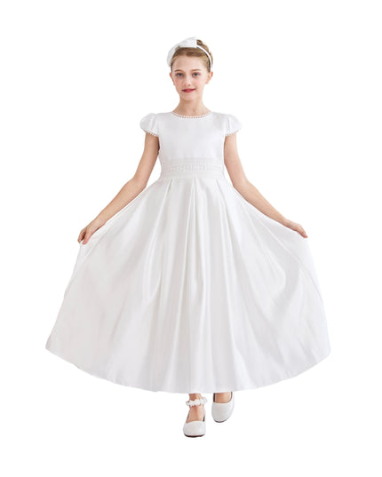 kids atelier tulleen White Dalmira Puff Sleeve Formal Dress