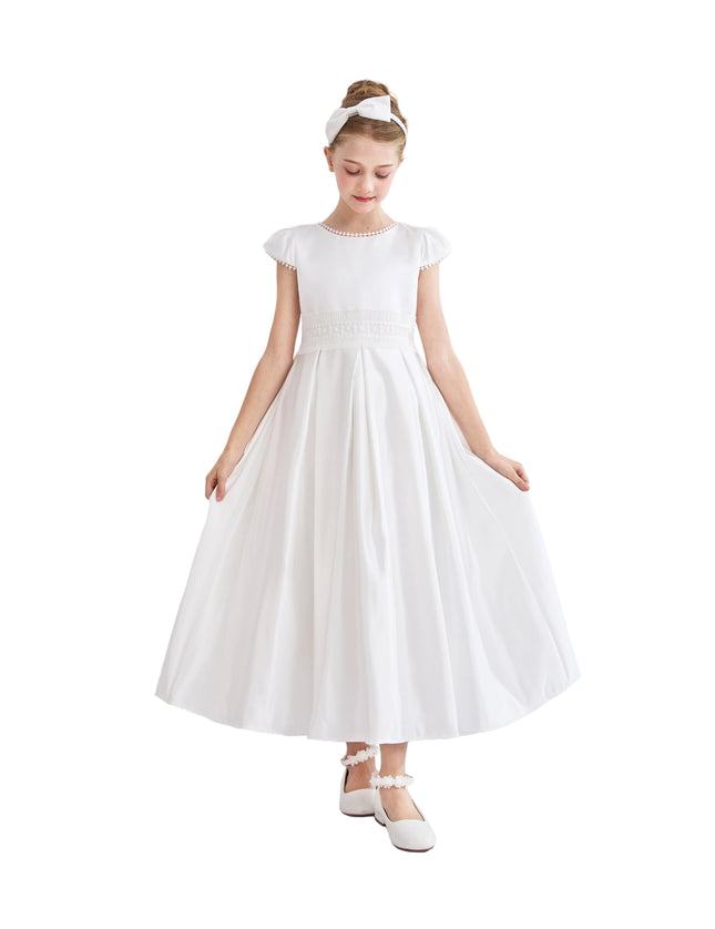 kids atelier tulleen White Dalmira Puff Sleeve Formal Dress