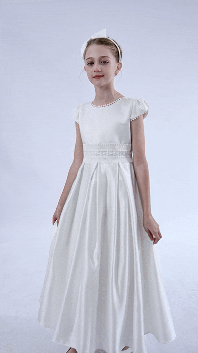 kids atelier tulleen White Dalmira Puff Sleeve Formal Dress