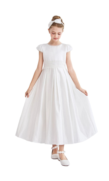 kids atelier tulleen White Dalmira Puff Sleeve Formal Dress