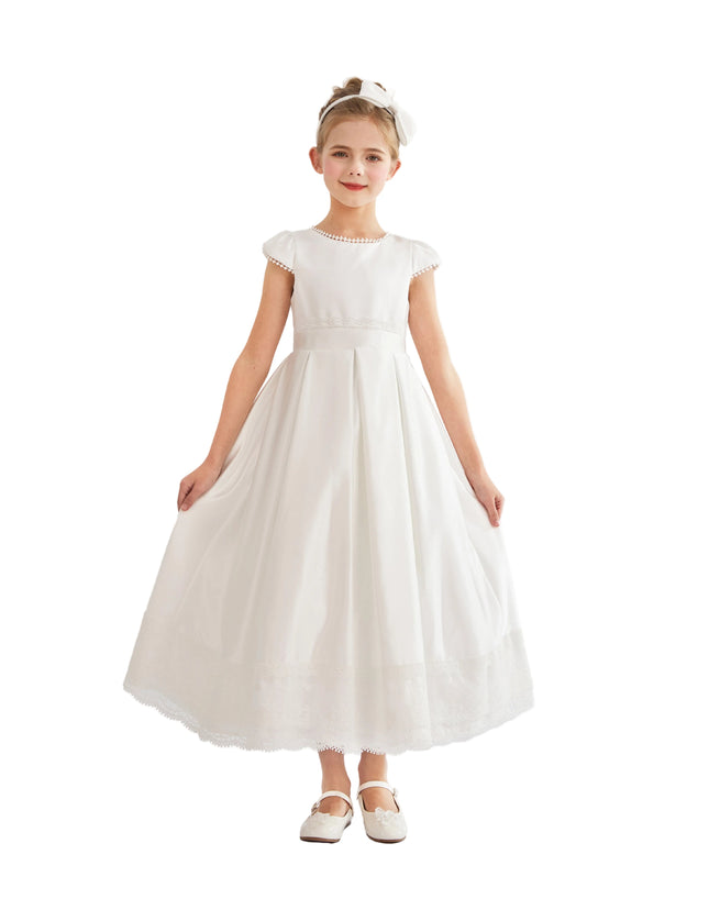 kids atelier tulleen White Pearl-Trim Havenelle Dress