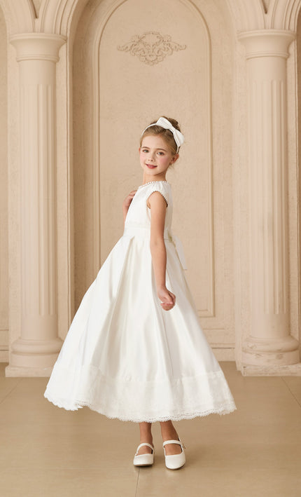kids atelier tulleen White Pearl-Trim Havenelle Dress