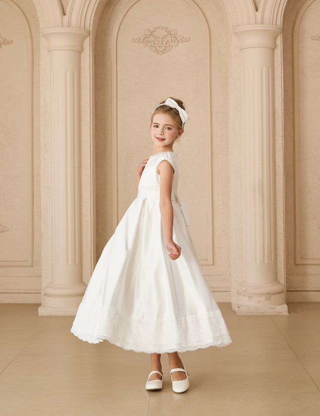 kids atelier tulleen White Pearl-Trim Havenelle Dress