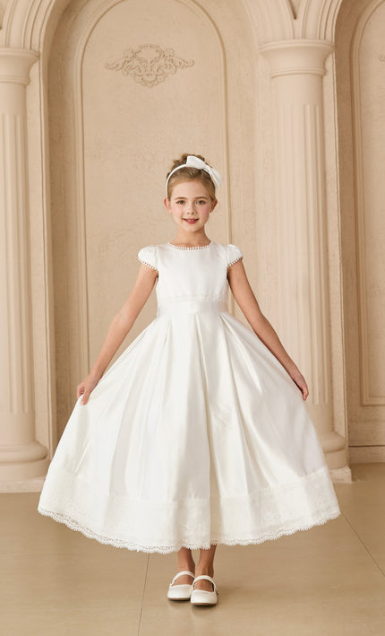 kids atelier tulleen White Pearl-Trim Havenelle Dress