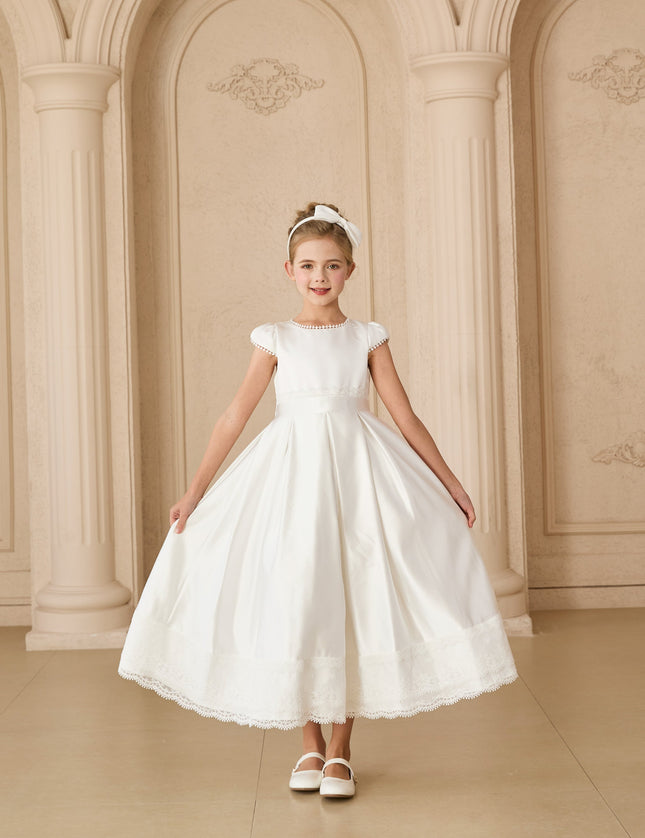 kids atelier tulleen White Pearl-Trim Havenelle Dress