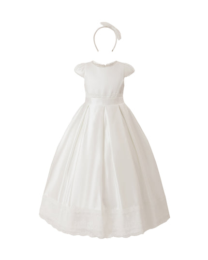 kids atelier tulleen White Pearl-Trim Havenelle Dress