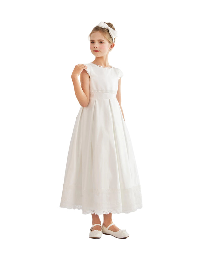 kids atelier tulleen White Pearl-Trim Havenelle Dress