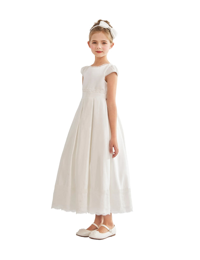 kids atelier tulleen White Pearl-Trim Havenelle Dress