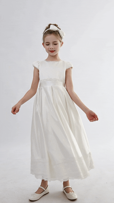 kids atelier tulleen White Pearl-Trim Havenelle Dress