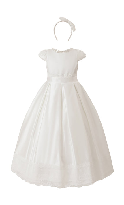 kids atelier tulleen White Pearl-Trim Havenelle Dress