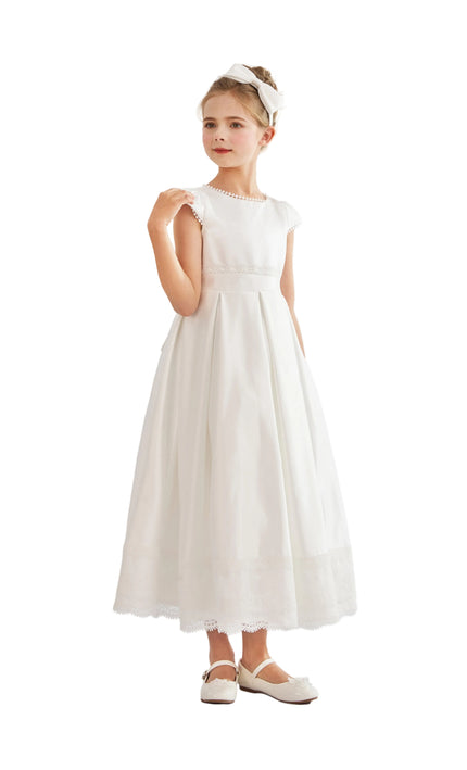 kids atelier tulleen White Pearl-Trim Havenelle Dress