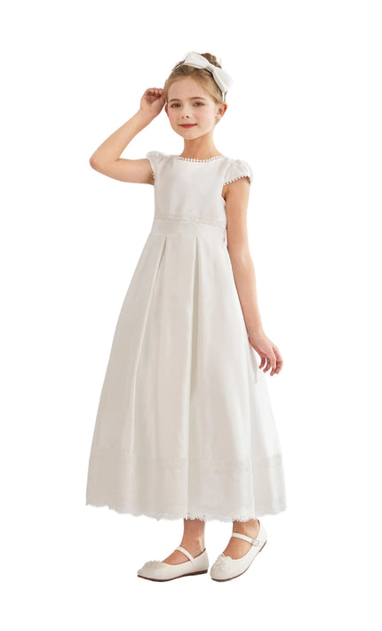 kids atelier tulleen White Pearl-Trim Havenelle Dress