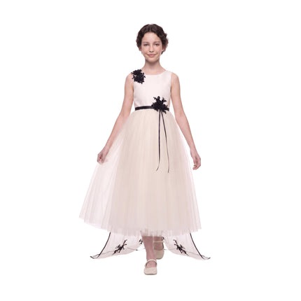 kids atelier tulleen Ivory Rosienne Tulle Overlay Floral Appliqué Dress