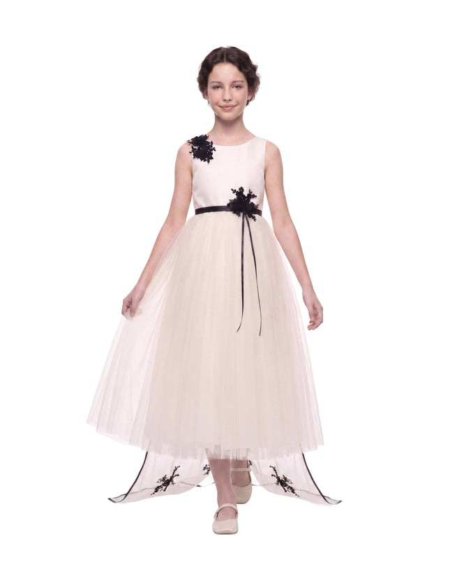 kids atelier tulleen Ivory Rosienne Tulle Overlay Floral Appliqué Dress