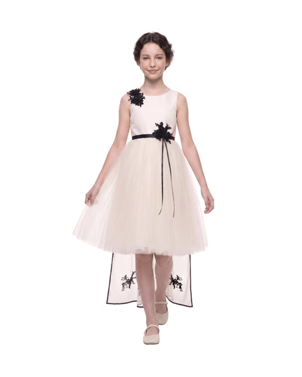 kids atelier tulleen Ivory Rosienne Tulle Overlay Floral Appliqué Dress