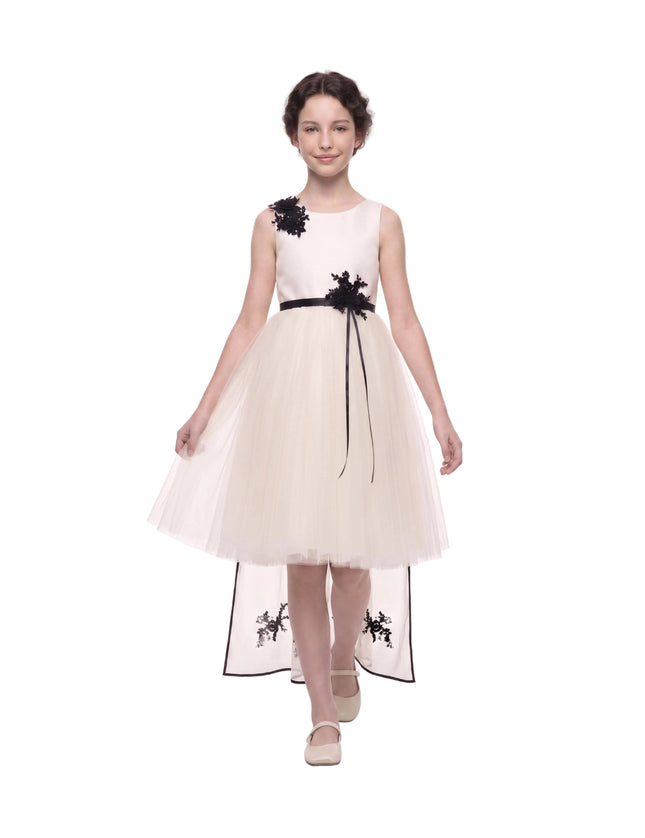 kids atelier tulleen Ivory Rosienne Tulle Overlay Floral Appliqué Dress