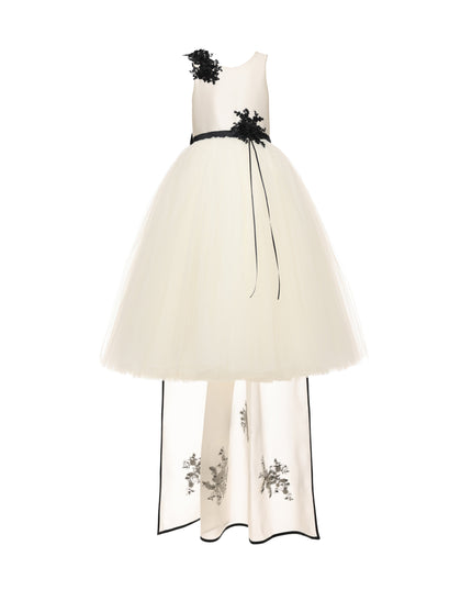 kids atelier tulleen Ivory Rosienne Tulle Overlay Floral Appliqué Dress