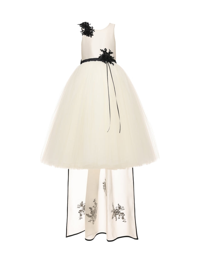 kids atelier tulleen Ivory Rosienne Tulle Overlay Floral Appliqué Dress