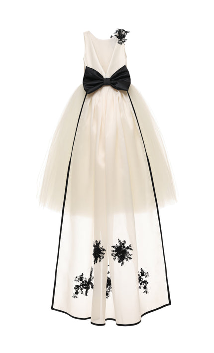 kids atelier tulleen Ivory Rosienne Tulle Overlay Floral Appliqué Dress