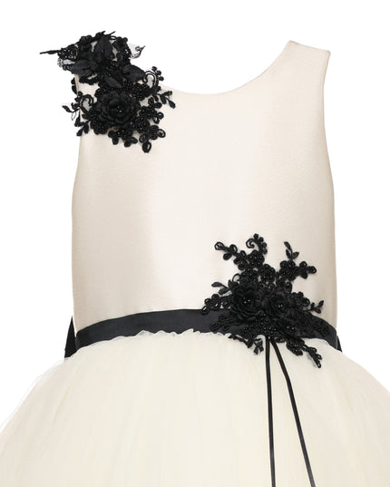 kids atelier tulleen Ivory Rosienne Tulle Overlay Floral Appliqué Dress