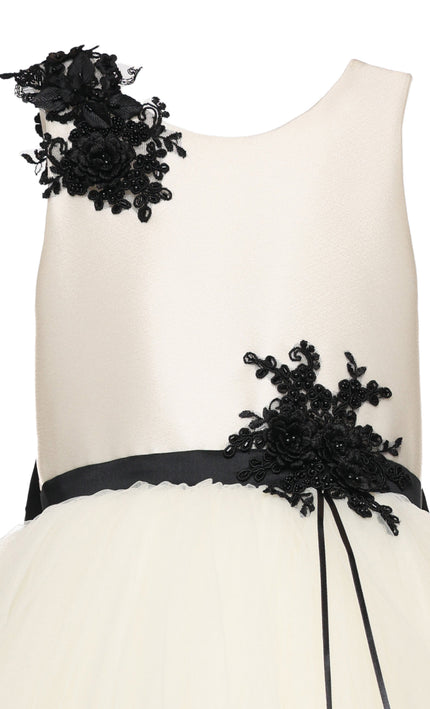 kids atelier tulleen Ivory Rosienne Tulle Overlay Floral Appliqué Dress