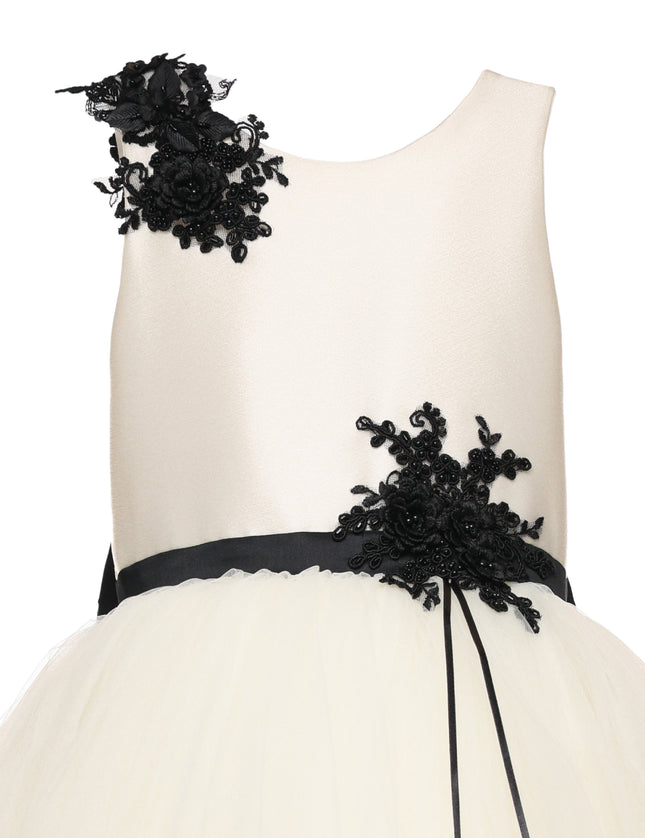 kids atelier tulleen Ivory Rosienne Tulle Overlay Floral Appliqué Dress