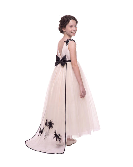 kids atelier tulleen Ivory Rosienne Tulle Overlay Floral Appliqué Dress