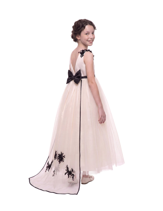 kids atelier tulleen Ivory Rosienne Tulle Overlay Floral Appliqué Dress