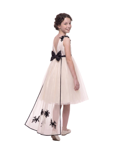 kids atelier tulleen Ivory Rosienne Tulle Overlay Floral Appliqué Dress