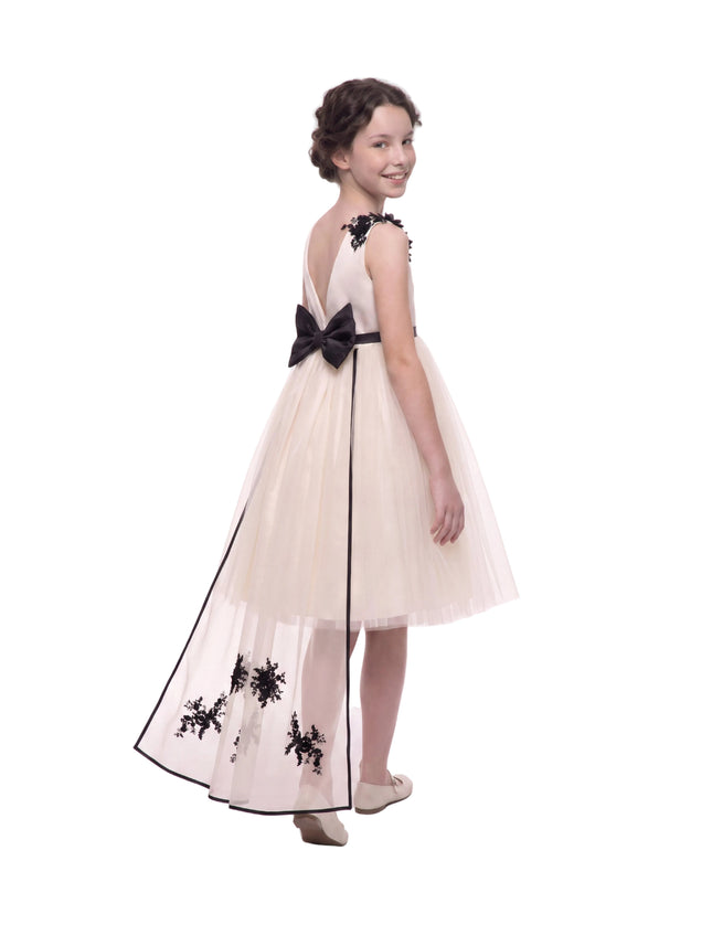 kids atelier tulleen Ivory Rosienne Tulle Overlay Floral Appliqué Dress