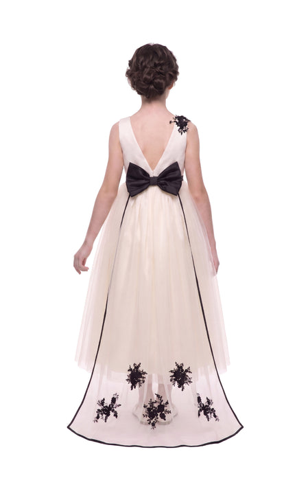 kids atelier tulleen Ivory Rosienne Tulle Overlay Floral Appliqué Dress