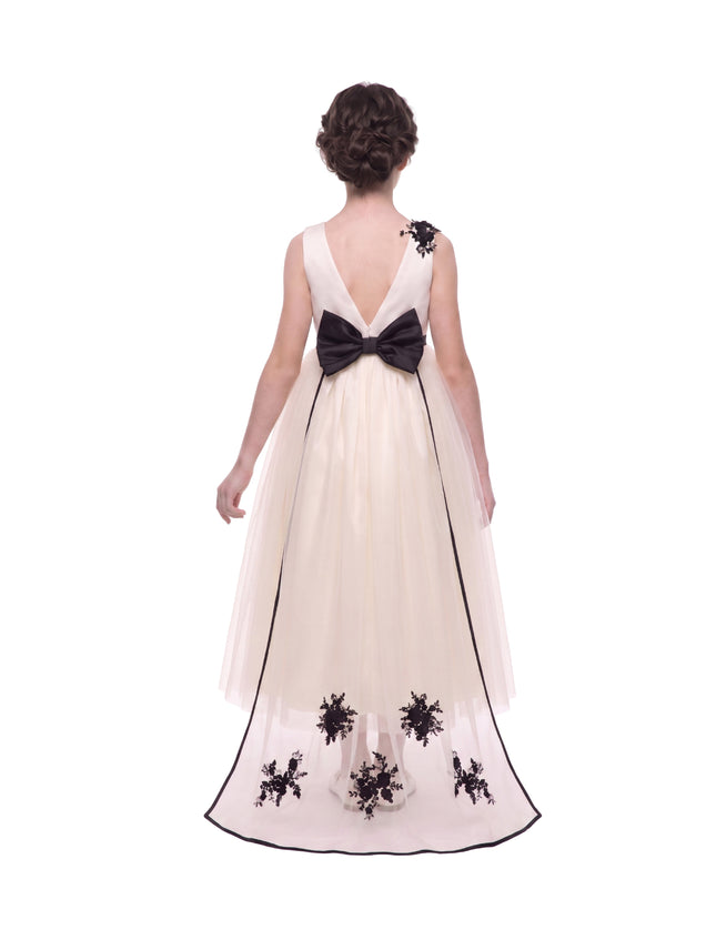 kids atelier tulleen Ivory Rosienne Tulle Overlay Floral Appliqué Dress