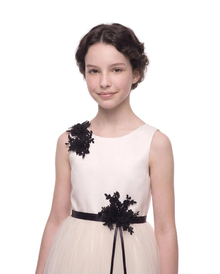 kids atelier tulleen Ivory Rosienne Tulle Overlay Floral Appliqué Dress