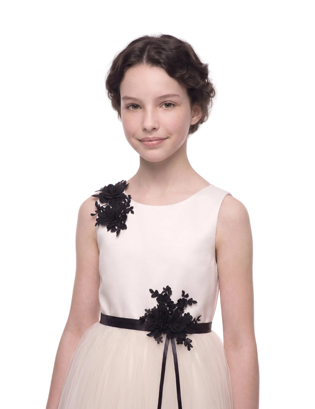 kids atelier tulleen Ivory Rosienne Tulle Overlay Floral Appliqué Dress