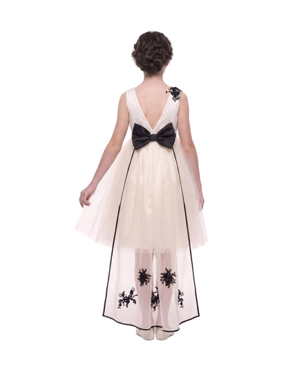 kids atelier tulleen Ivory Rosienne Tulle Overlay Floral Appliqué Dress