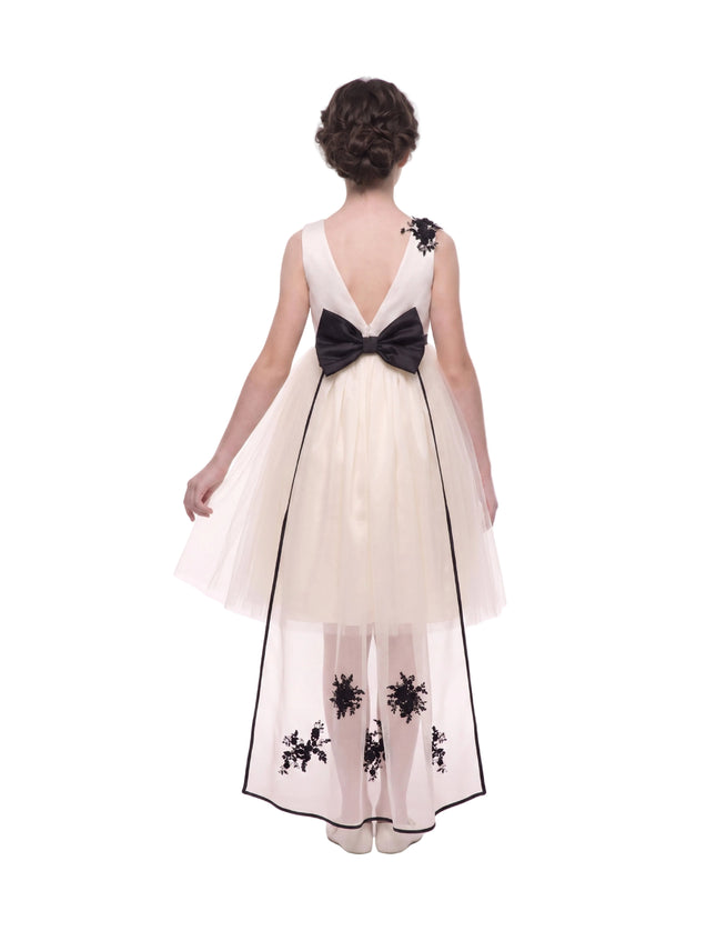 kids atelier tulleen Ivory Rosienne Tulle Overlay Floral Appliqué Dress