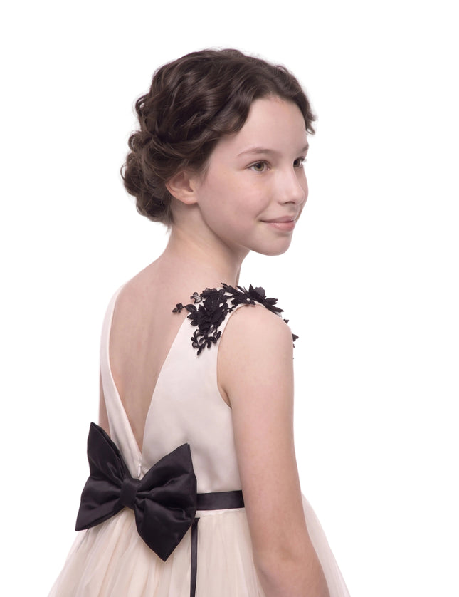 kids atelier tulleen Ivory Rosienne Tulle Overlay Floral Appliqué Dress